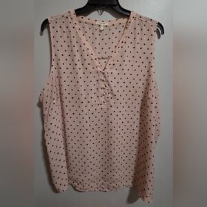 Maurices Pink Polka Dot V-Neck Blouse